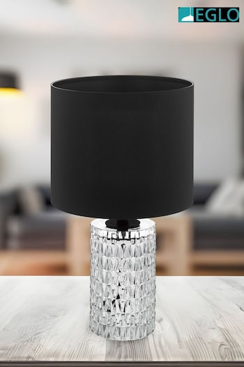 Eglo Black Sapuara Clear Crystal Glass and Fabric Modern Table Lamp (AK9134) | £82