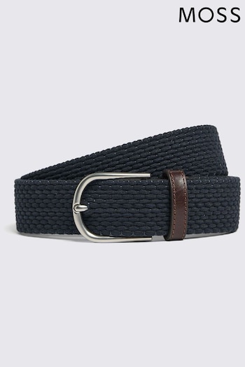 MOSS Navy Blue Woven Stretch Belt (AK9220) | £35