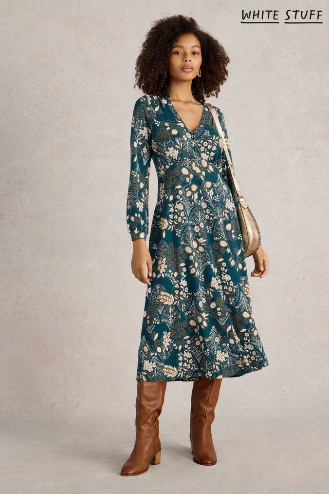 Green floral dress next hotsell