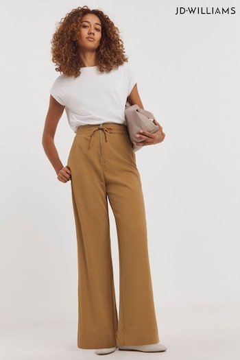 JD Williams Natural Pull On Zip Detail Wide Leg Trousers (AK9662) | £40