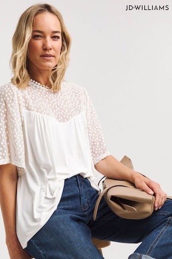 JD Williams White Woven Lace Panel Top (AK9670) | £26