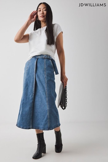 JD Williams Blue Wrap Midi Skirt (AK9688) | £32