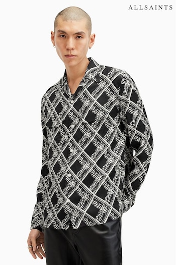 AllSaints Black Grid Long Sleeve Shirt (AK9726) | £119