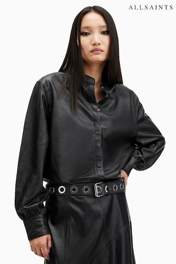 AllSaints Black Sara Leather Shirt (AK9745) | £279