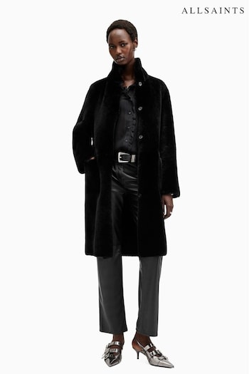 AllSaints Black Serra Reversible Shearling Coat (AK9759) | £1,299