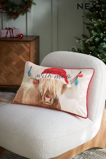 Natural Hamish Christmas Is Better With Moo Cushion (AK9886) | £16