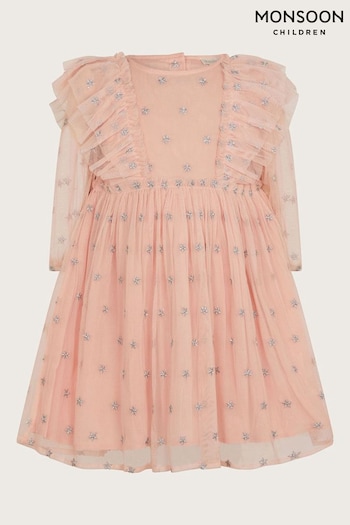 Monsoon Pink Baby Sparkle Star Tulle Dress (AK9911) | £36 - £38