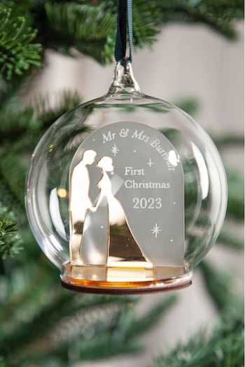 Couples Silhouette And Arch Personalised Christmas Bauble by No Ordinary Gift (AK9983) | £32