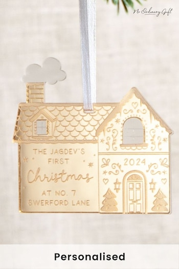 Personalised Metallic Mirror Gingerbread House New Home Decoration by No Ordinary Gift (AL0001) | £18