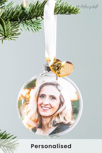 Personalised Memorial Photo Bauble with Gold Heart Charm by No Ordinary Gift (AL0016) | £28