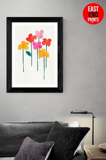 East End Prints Black Little Happy Flowers Framed Print Wall Art by Kubistika (AL0078) | £45 - £120