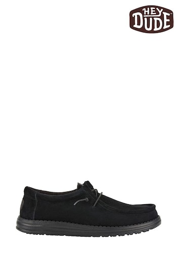 HEYDUDE Wally Suede Black Shoes (AL0590) | £80