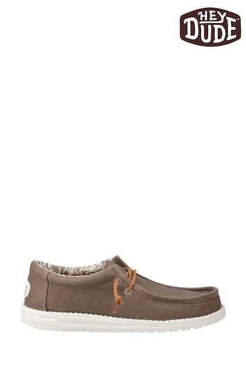 HEYDUDE Wally Waxed Canvas Brown Shoes (AL0602) | £65