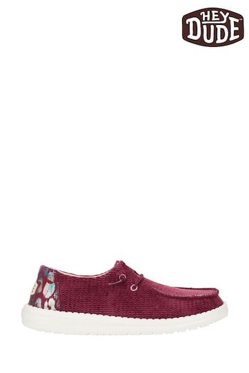 HEYDUDE Red Wendy Corduroy Leo Shoes (AL0669) | £70