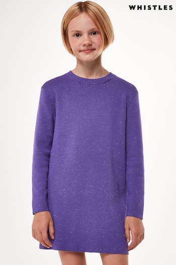 Whistles Purple Kids Annie Sparkle Knit Dress (AL0739) | £48