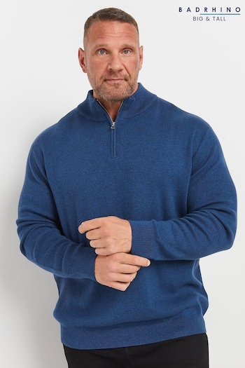 BadRhino Big & Tall Blue Badrhino Milano Quarter Zip Jumper (AL0796) | £34