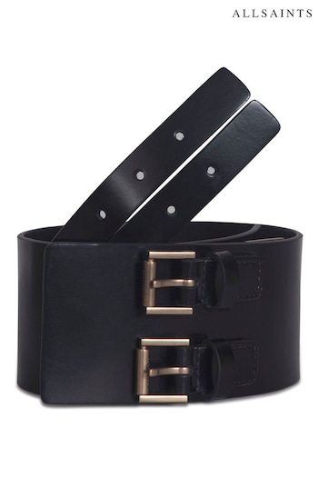 AllSaints Black 70Mm Waist Belt With Flat Studs (AL0860) | £109