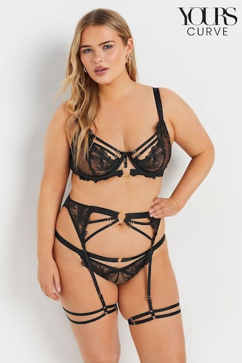 Yours Curve Black Eleanor Embellished Thigh Harness Bra (AL0893) | £0