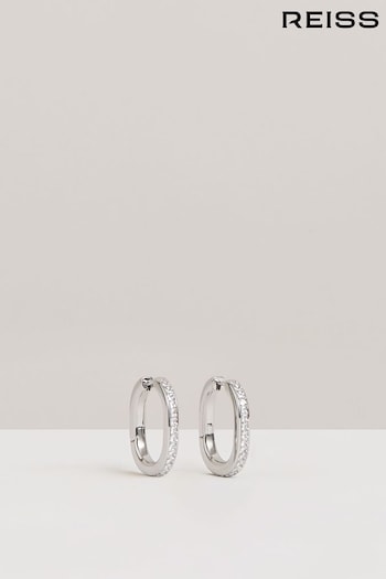 Reiss Silver Mia Crystal Hoop Earrings (AL1150) | £58