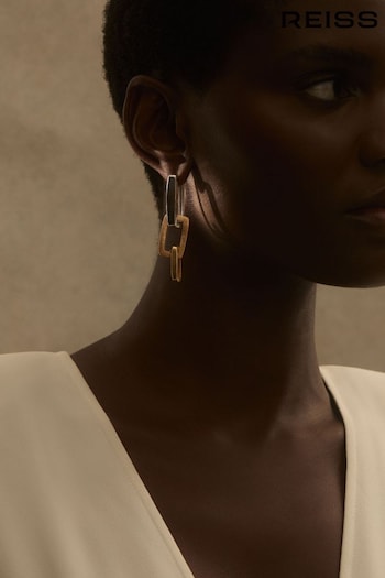 Reiss Gold Tone Gabriella Geometric Link Drop Earrings (AL1173) | £68