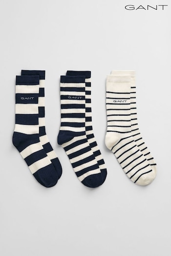 GANT Blue Stripe Rib Socks 3 Pack (AL1800) | £20