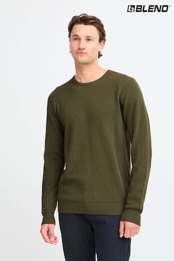 Blend Green Washed Crew Neck 100% Cotton Knitted Sweat Jumper (AL2373) | £28