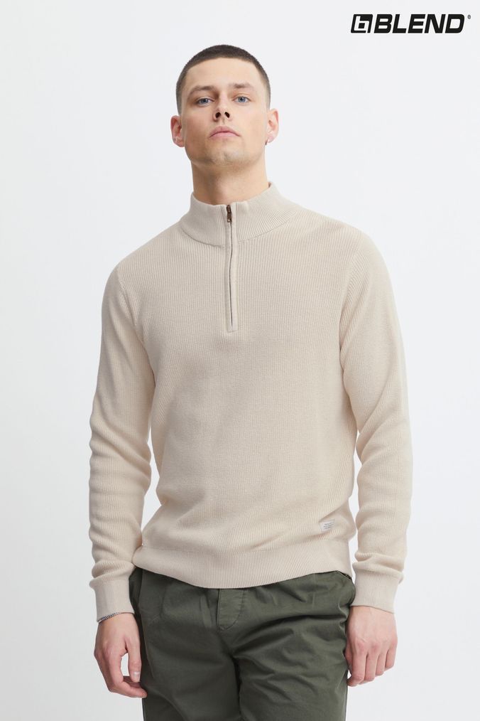 Mens Cream Zip Neck Knitwear Next Official Site