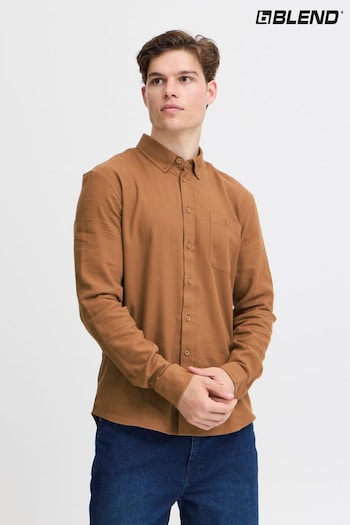 Blend Tan Brown 100% Cotton Casual Long Sleeve Shirt (AL2417) | £28