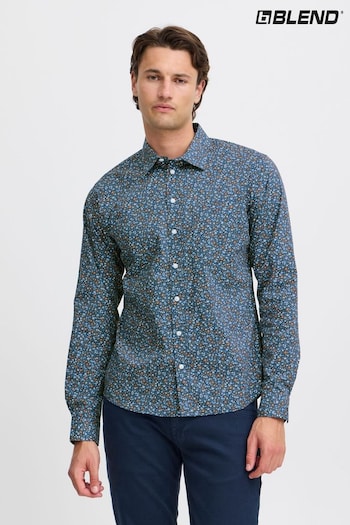 Blend Blue Floral Print Long Sleeve Shirt (AL2418) | £30