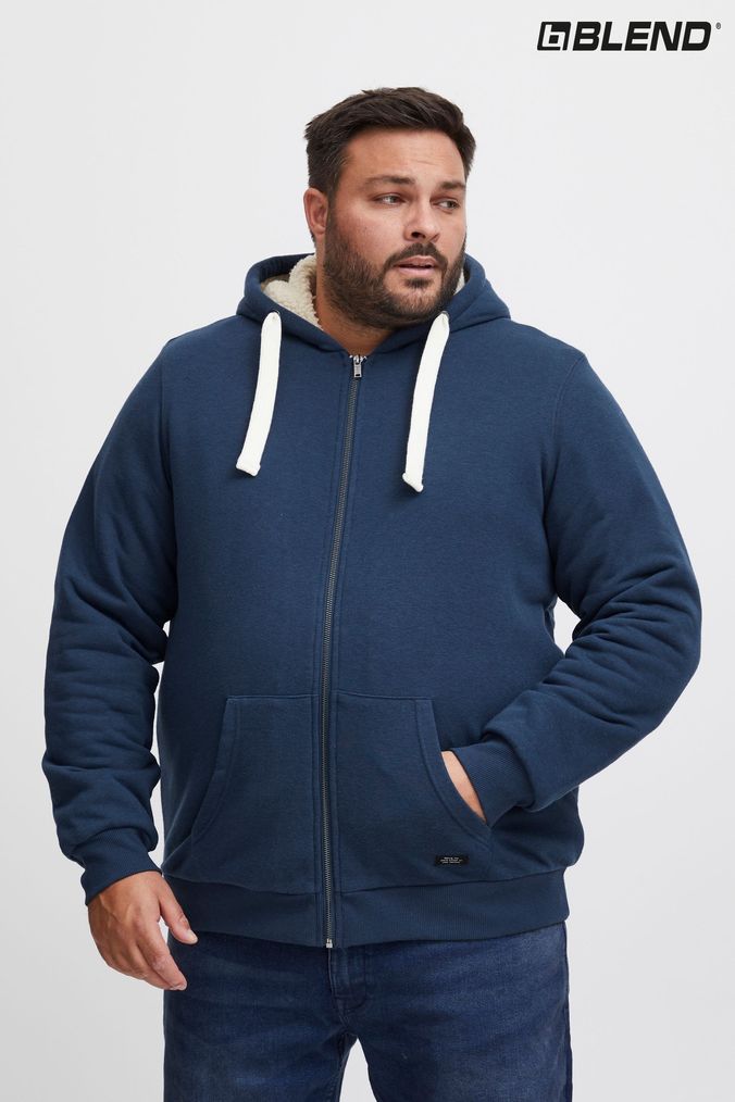 Buy Men s Blue Fleece Lined Hoodies Online Next UK