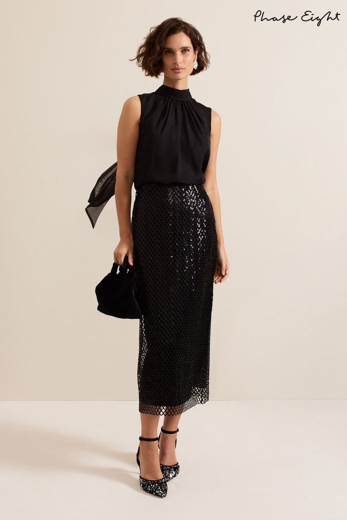 Phase eight black velvet skirt best sale