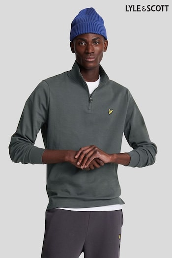 Lyle & Scott Grey Interlock Quarter Zip Sweat Top (AL2948) | £80