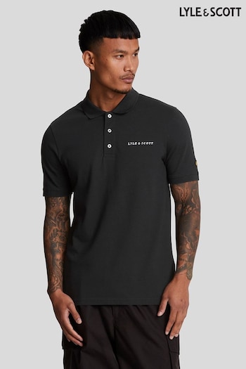 Lyle & Scott Black Embroidered Polo Shirt (AL3002) | £55