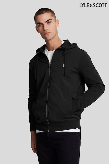 Lyle & Scott Black Hybrid Zip 100% Cotton Hoodie (AL3041) | £85