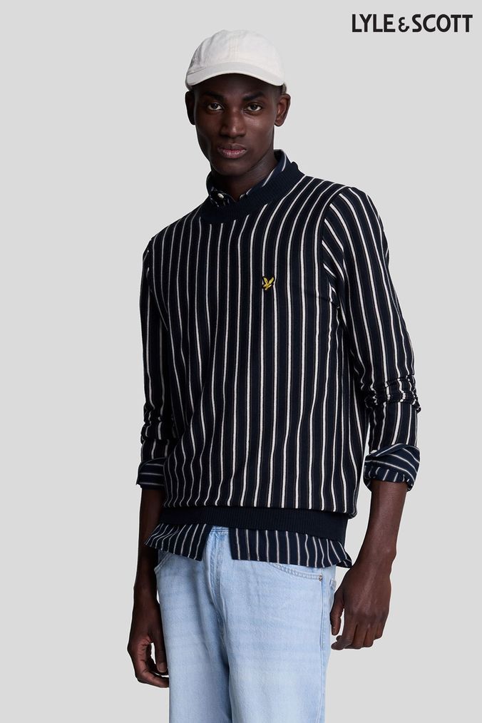 Buy Men s Lyle Scott Blue Jumpers Crew Neck Knitwear Online Fmed eduShops