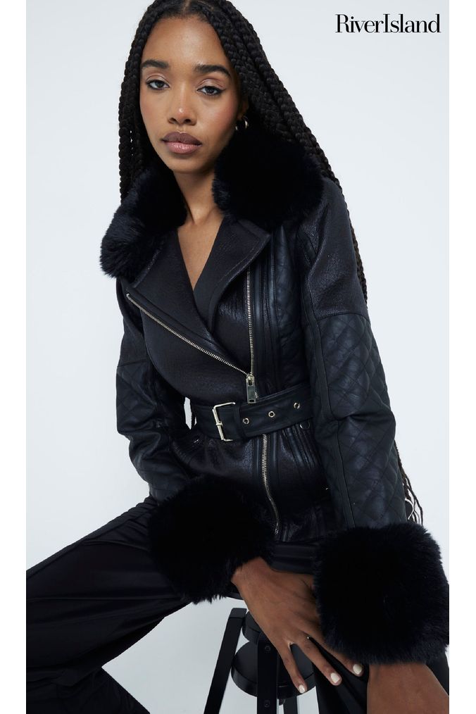 River island mini leather jacket hotsell
