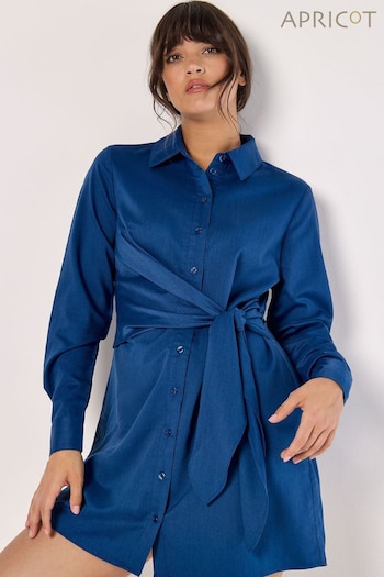 Apricot Blue Mini Tie Shirt Dress (AL3370) | £39