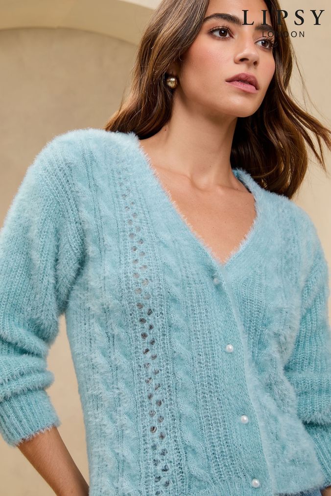 Teal blue cardigan womens top