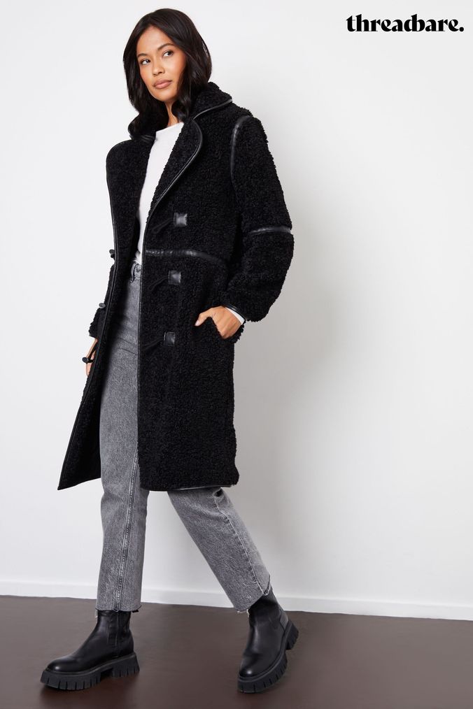 Women s Black Borg Coats Jackets Next Official Site