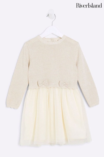 River Island Cream Girls Mesh Tutu 100% Cotton Dress (AL3879) | £32