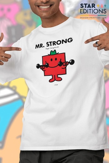 Star Editions Mr. Men Little Miss Mr. Strong 100% Cotton White T-Shirt (AL3966) | £20