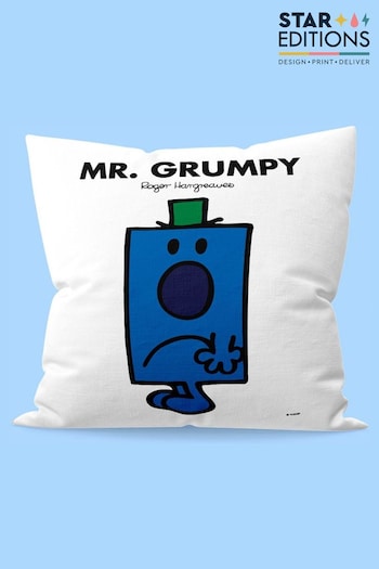 White Mr Grumpy Cushion by Star Editions (AL3981) | £25