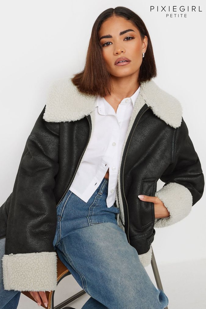Womens Black Aviator Coats Jackets Next Official Site