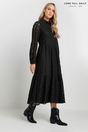 Long Tall Sally Black Lace Midi Dress (AL4082) | £50