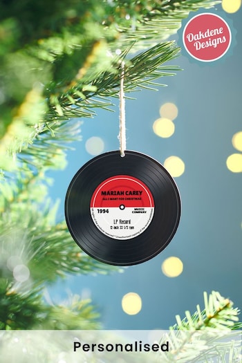 Personalised Retro Music Record Christmas Tree Decoration by Oakdene (AL4119) | £10