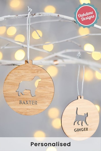 Personalised Bamboo Pet Breed Christmas Tree Bauble by Oakdene (AL4144) | £10