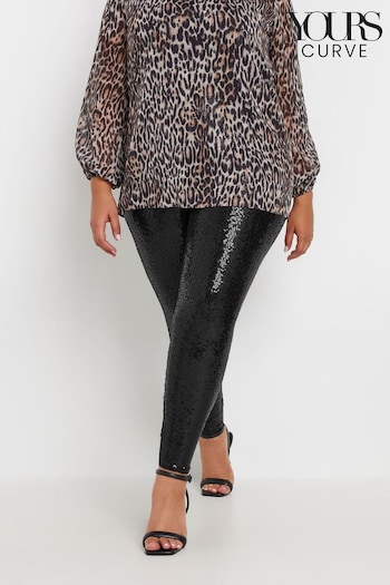 Yours Curve Black Sequin Leggings (AL4416) | £29