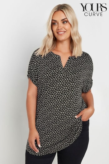 Yours Curve Black Notch Neck Top (AL4465) | £24