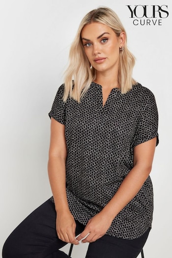 Yours Curve Black Notch Neck Top (AL4513) | £24