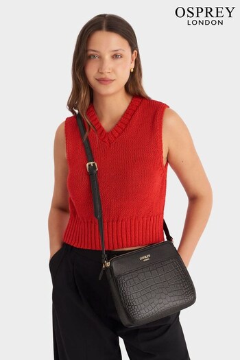 OSPREY LONDON The Kellie Leather Crossbody Black Bag (AL4661) | £145